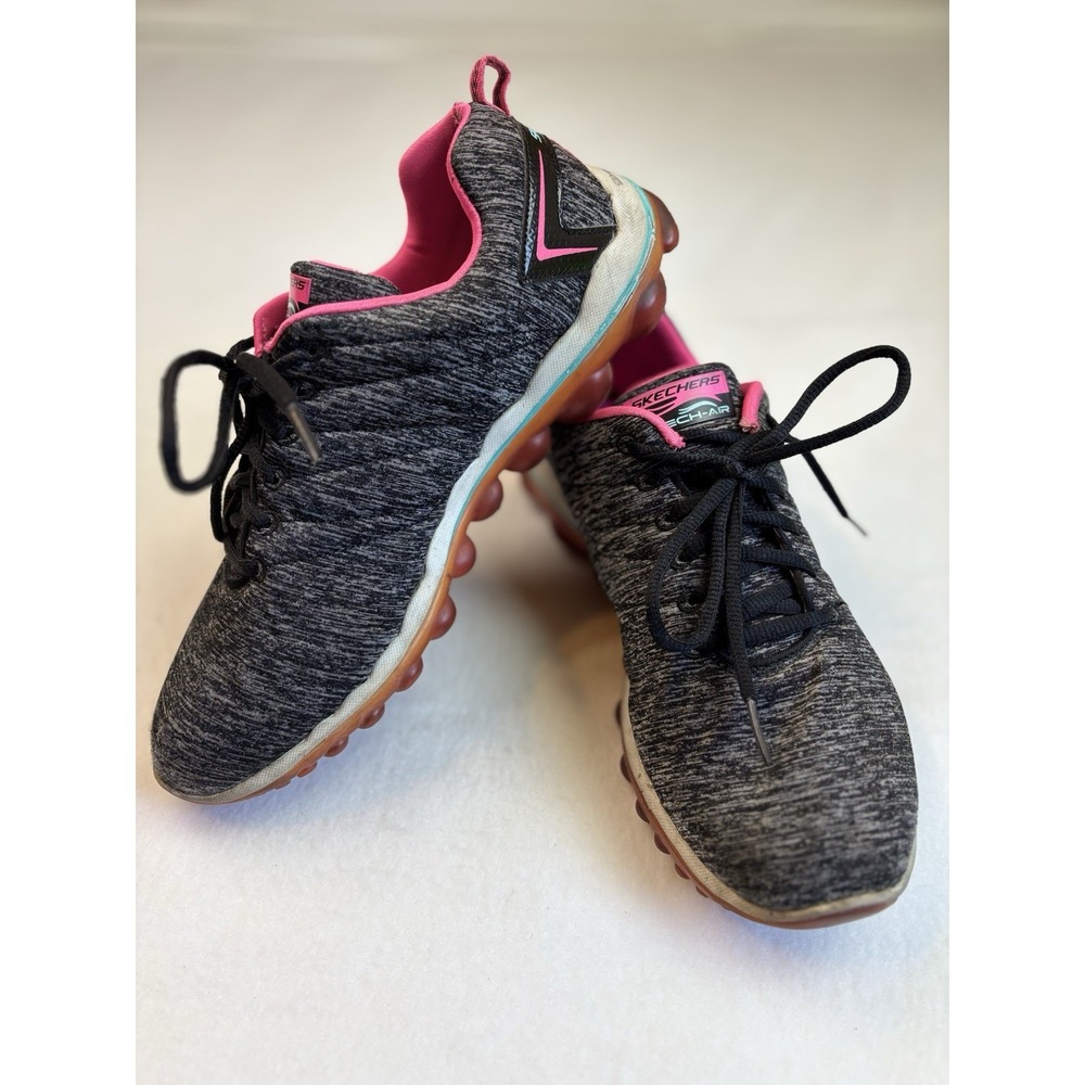 SKECHERS Skech-Air Black/Hot Pink Athletic Shoes Women's 9.5 Lace‎ Up